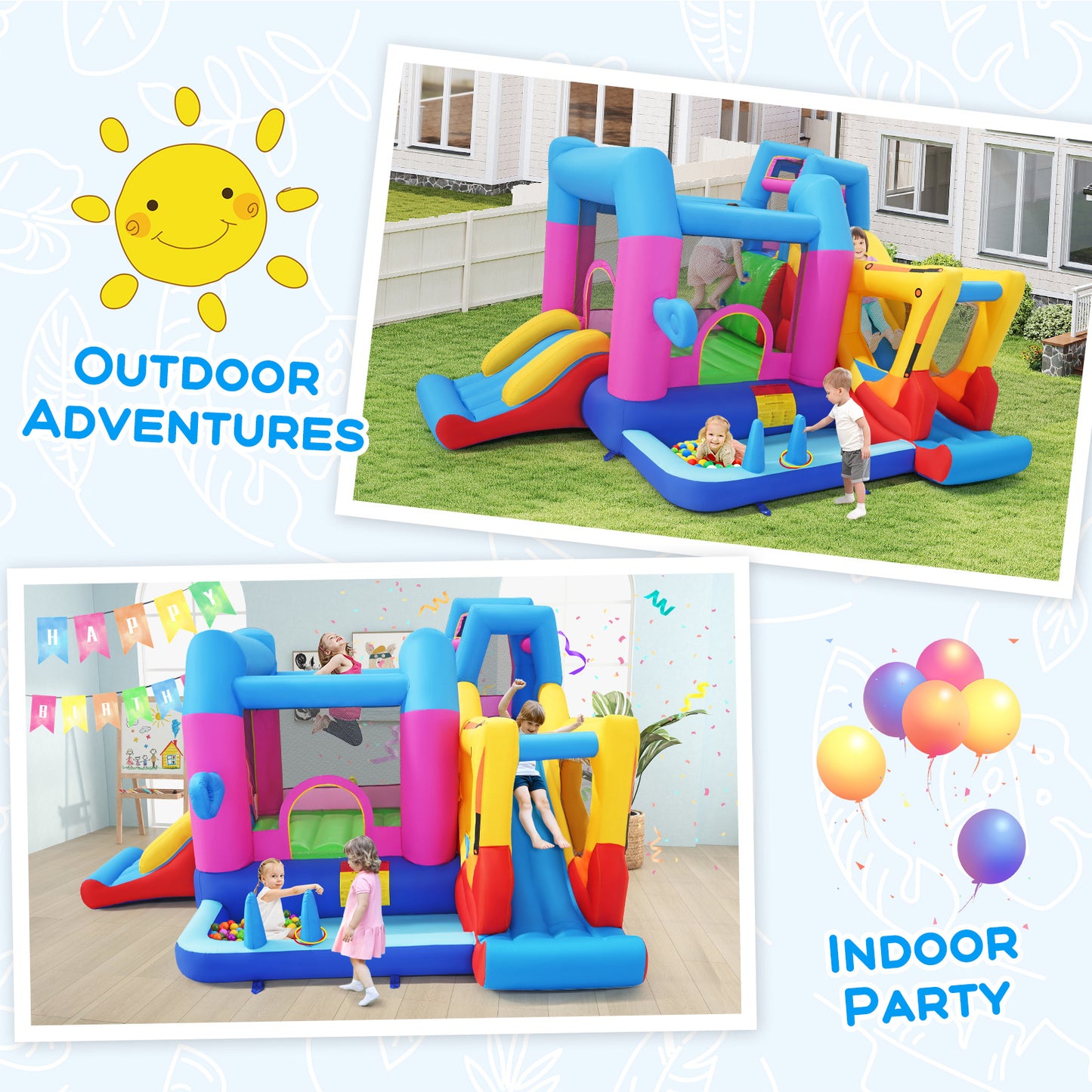 Inflatable Bounce House, 8-in-1 Excavator Kids Bouncer, 750W Blower Inflatable Water Slides at Gallery Canada