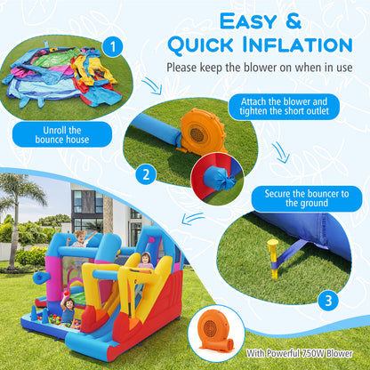 Inflatable Bounce House, 8-in-1 Excavator Kids Bouncer, 750W Blower Inflatable Water Slides at Gallery Canada