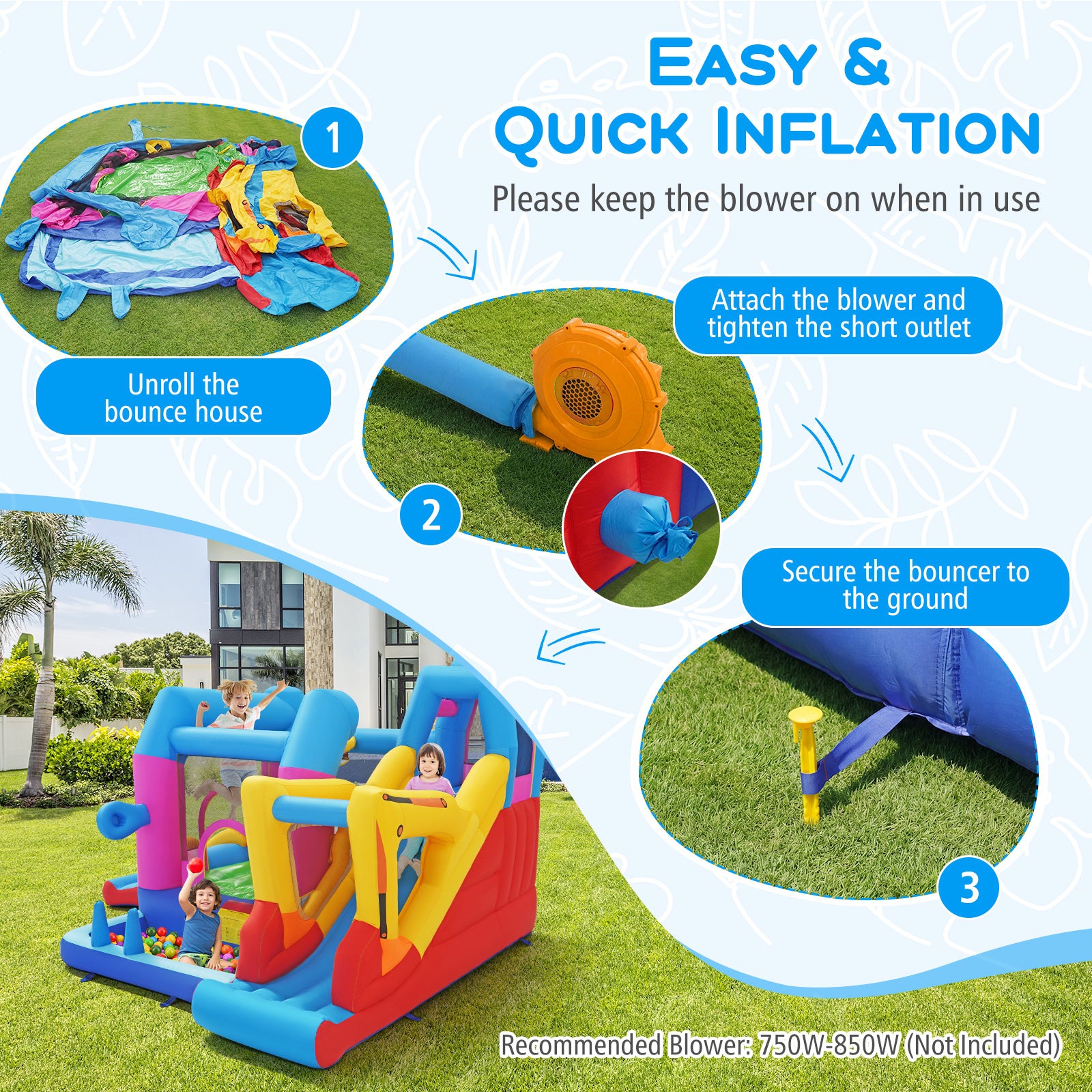 Inflatable Bounce House, 8-in-1 Excavator Kids Bouncer Inflatable Water Slides at Gallery Canada