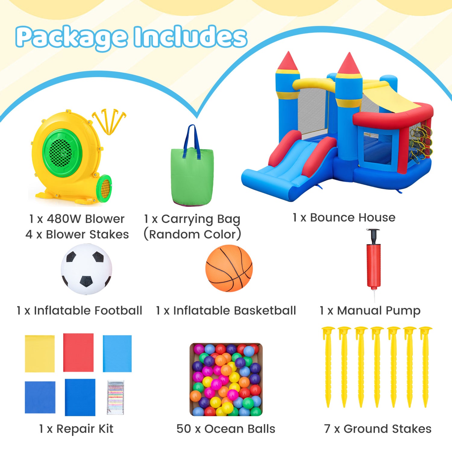 Kids Inflatable Bounce House with Slide, Ball Pit, Games Bounce House at Gallery Canada