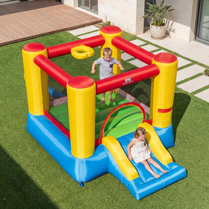 Inflatable Bounce House w/ Basketball Rim, 370W Blower