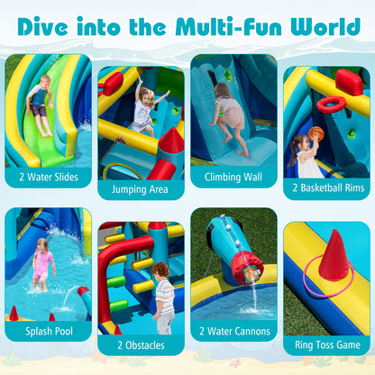 Inflatable Double Water Slide Park With Obstacle Course, 680W-750W Blower Inflatable Water Slides at Gallery Canada