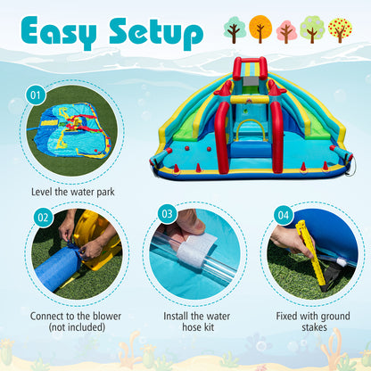 Inflatable Double Water Slide Park With Obstacle Course, 680W-750W Blower Inflatable Water Slides at Gallery Canada
