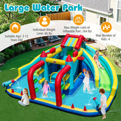 Inflatable Double Water Slide Park With Obstacle Course, 680W-750W Blower Inflatable Water Slides at Gallery Canada