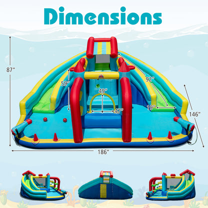 Inflatable Double Water Slide Park With Obstacle Course, 680W-750W Blower Inflatable Water Slides at Gallery Canada