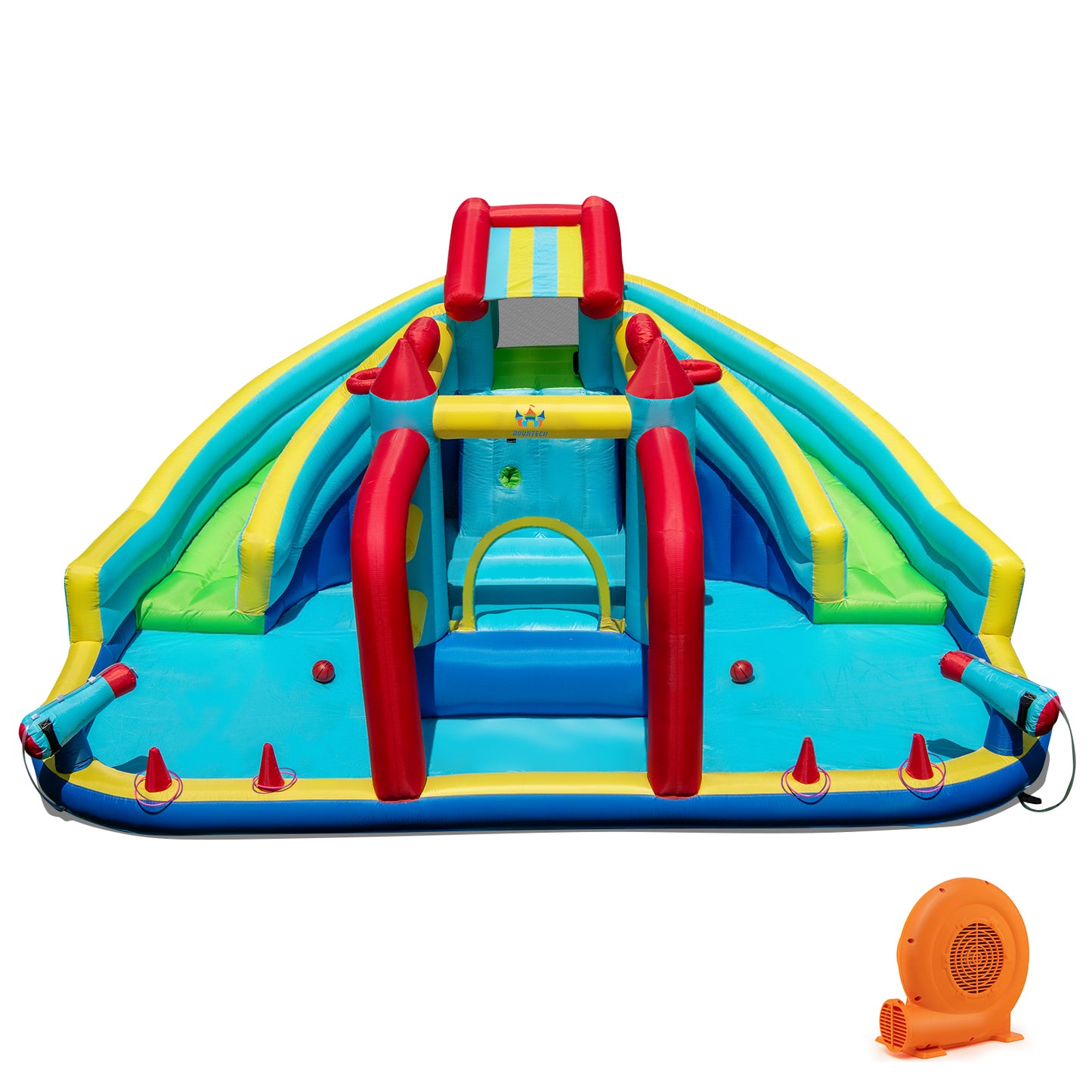 Inflatable Double Water Slide Park With 750W Blower And Obstacle Course Inflatable Water Slides at Gallery Canada