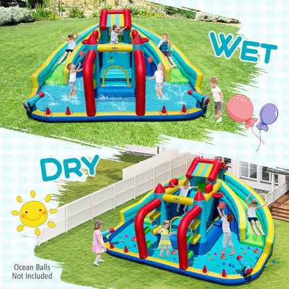 Inflatable Double Water Slide Park With 750W Blower And Obstacle Course Inflatable Water Slides at Gallery Canada
