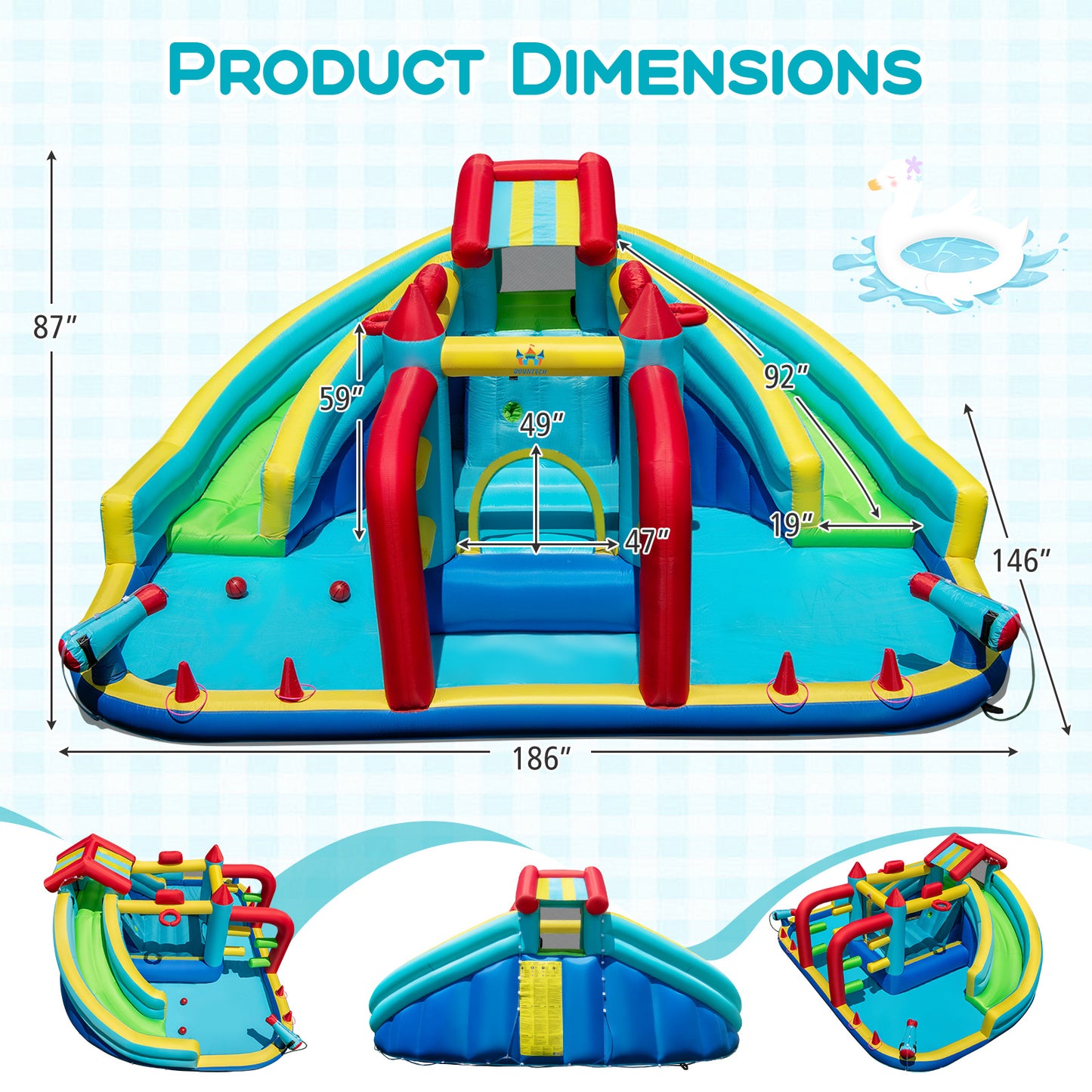 Inflatable Double Water Slide Park With 750W Blower And Obstacle Course Inflatable Water Slides at Gallery Canada