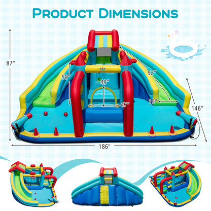 Inflatable Double Water Slide Park With Obstacle Course, 735W Blower Inflatable Water Slides at Gallery Canada