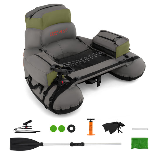 Inflatable Fishing Float Tube, With Shoulder Straps And Storage, Green Water Sports Green at Gallery Canada