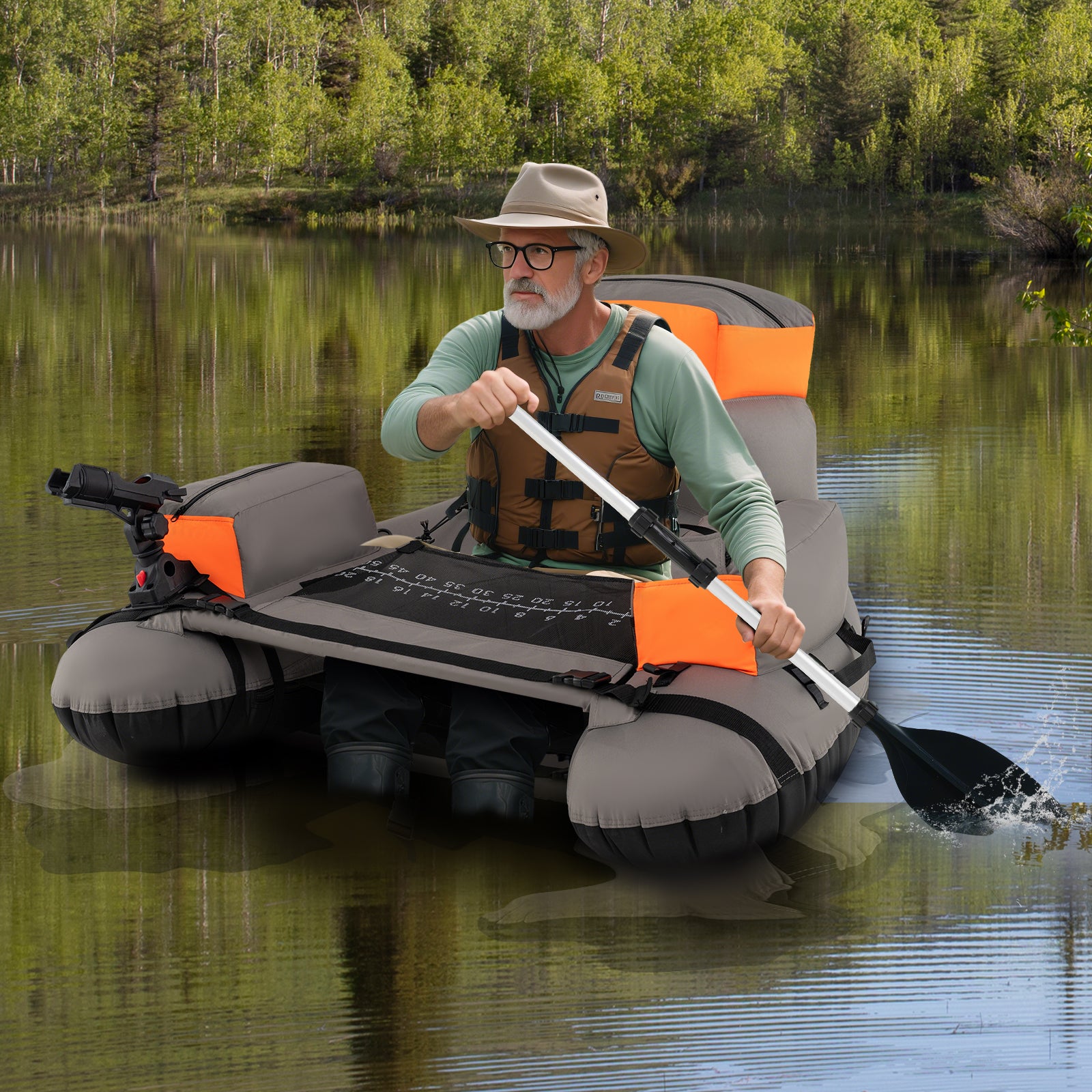 Inflatable Fishing Float Tube With Shoulder Straps, Storage, Orange Water Sports at Gallery Canada