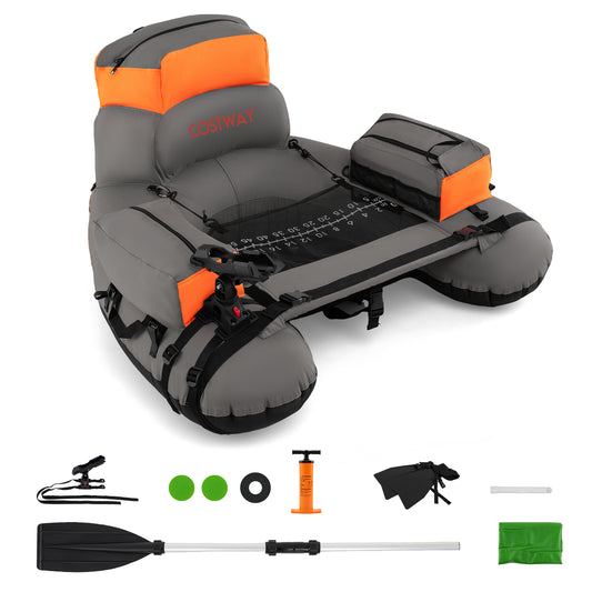 Inflatable Fishing Float Tube With Shoulder Straps, Storage, Orange Water Sports Orange at Gallery Canada