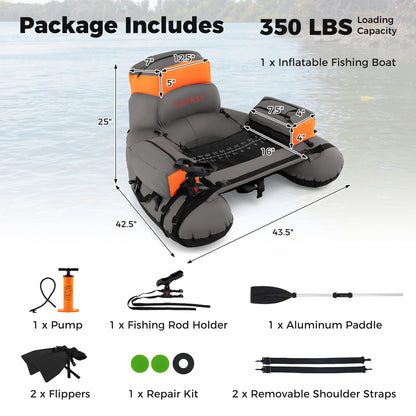 Inflatable Fishing Float Tube With Shoulder Straps, Storage, Orange Water Sports at Gallery Canada