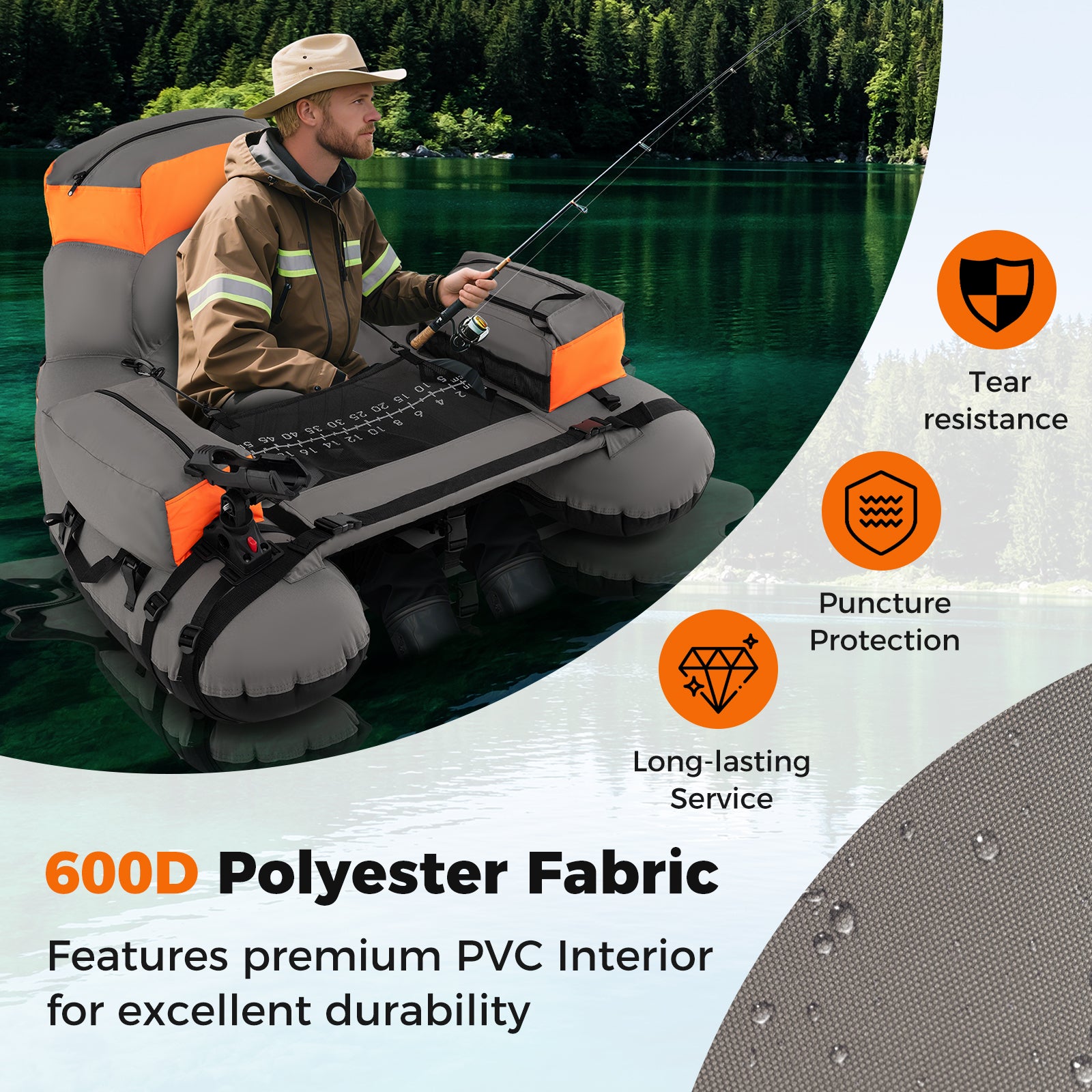 Inflatable Fishing Float Tube With Shoulder Straps, Storage, Orange Water Sports at Gallery Canada