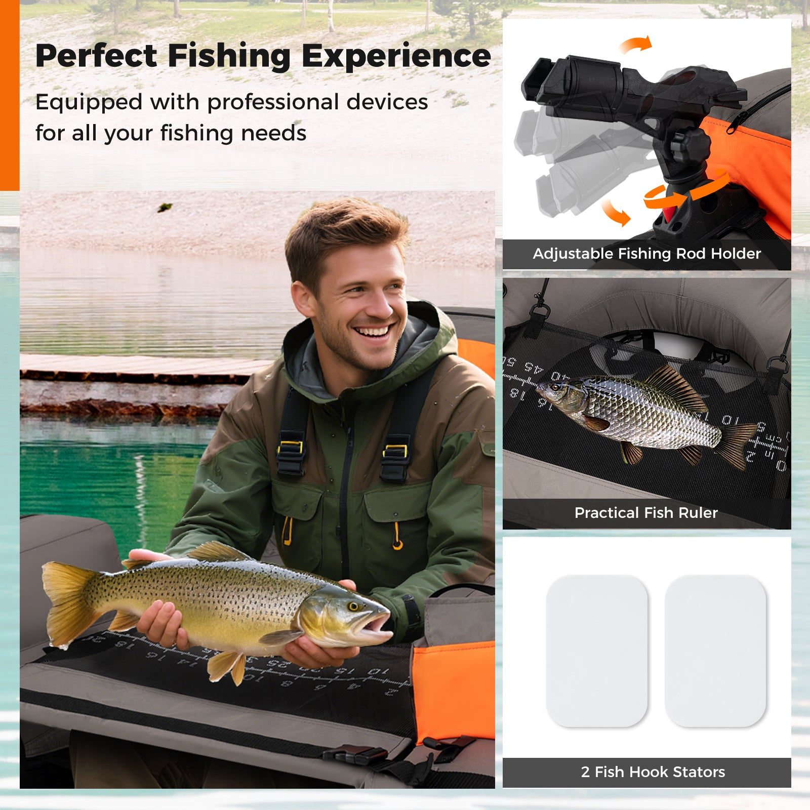 Inflatable Fishing Float Tube With Shoulder Straps, Storage, Orange Water Sports at Gallery Canada