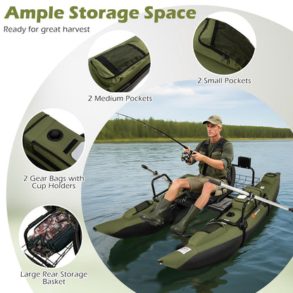 Inflatable Fishing Float Tube, Foldable Padded Seat, Adjustable Footrest, Green Water Sports at Gallery Canada