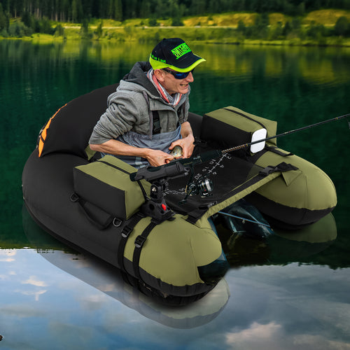Inflatable Float Tube, Adjustable Fishing Rod Holder, Fish Hook Stator, Green