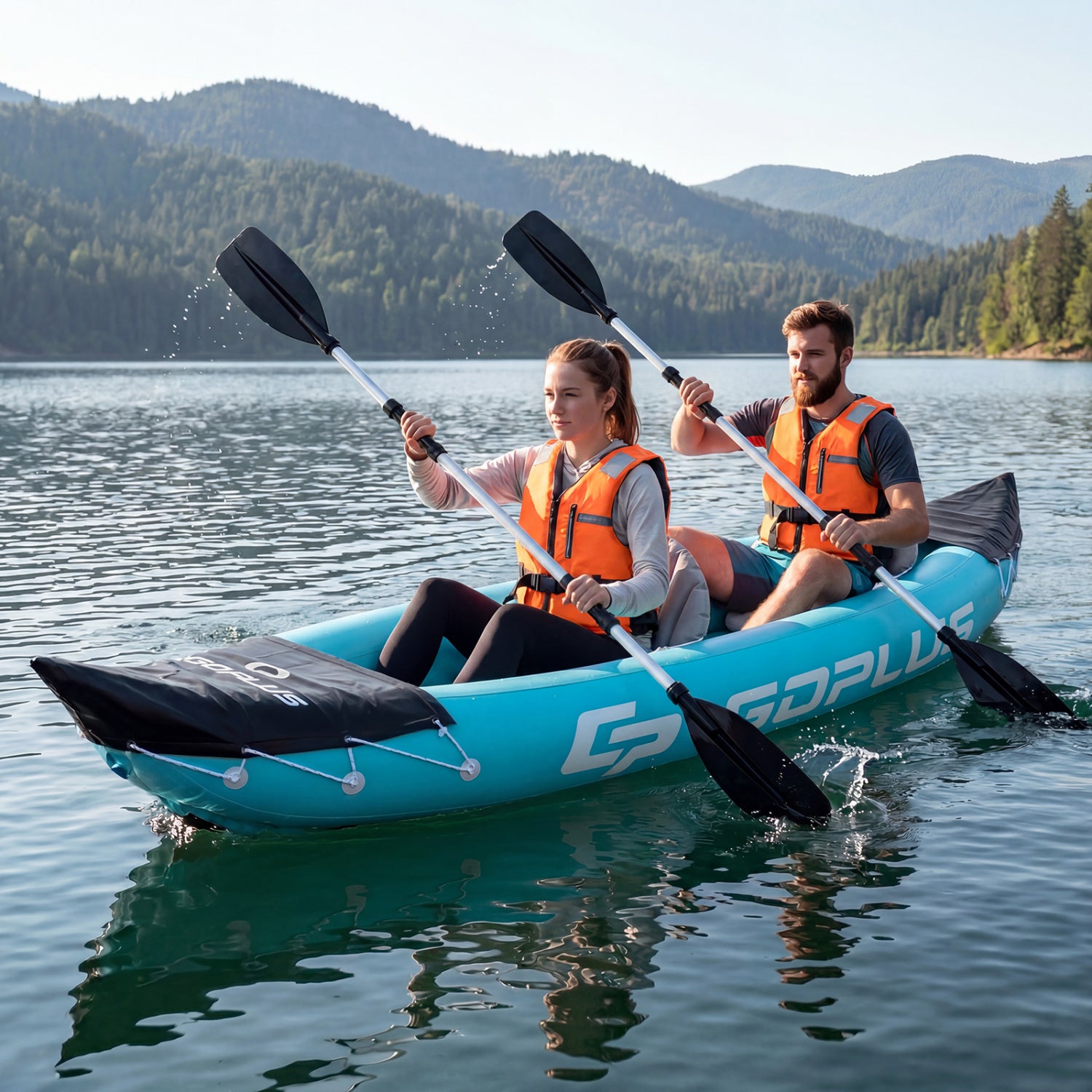 Inflatable Kayak 2 Person Heavy Duty Tandem Touring Kayak with Aluminum Paddles, Blue Water Sports at Gallery Canada