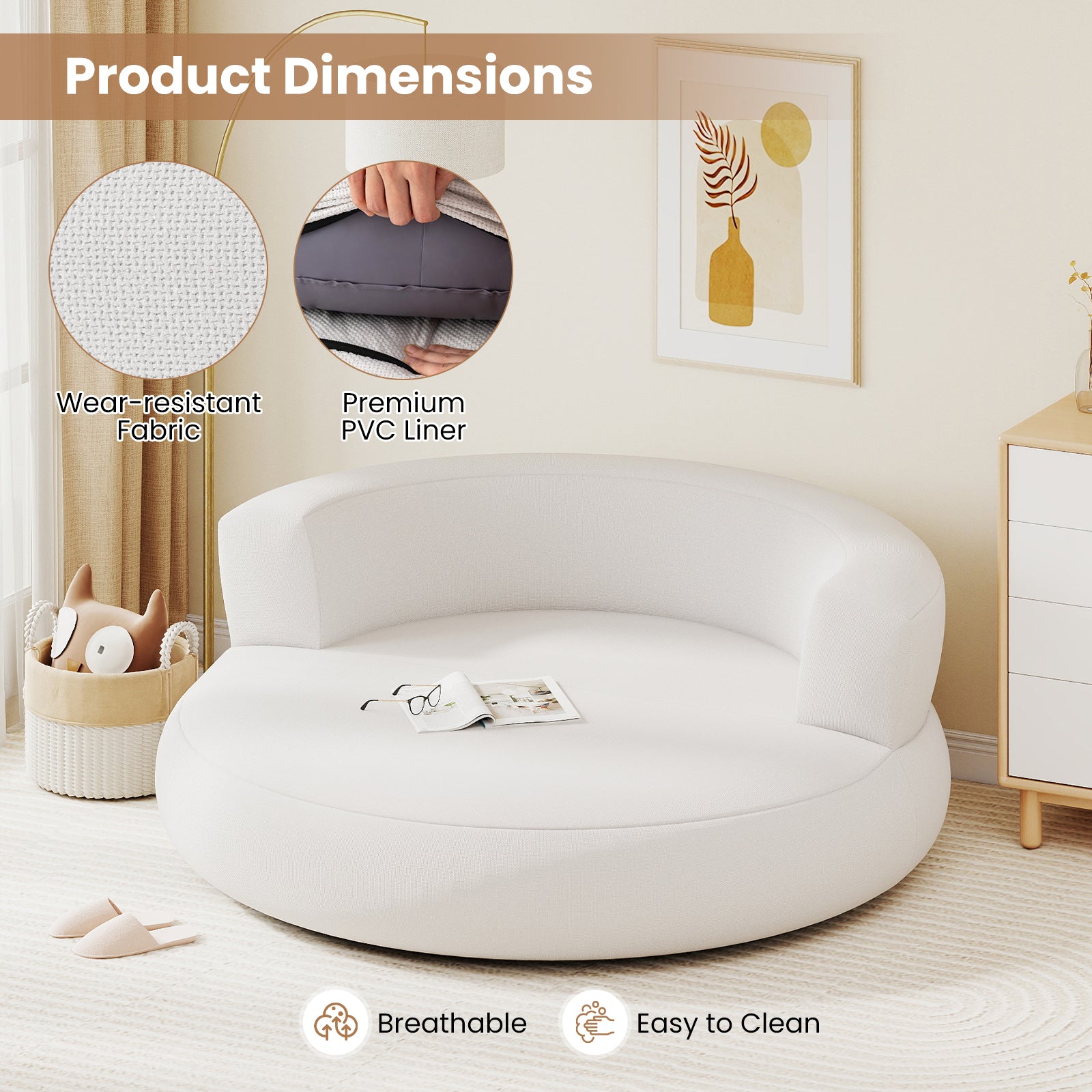 Inflatable Lounger Air Sofa with Detachable Cover, White Sofas & Loveseats at Gallery Canada
