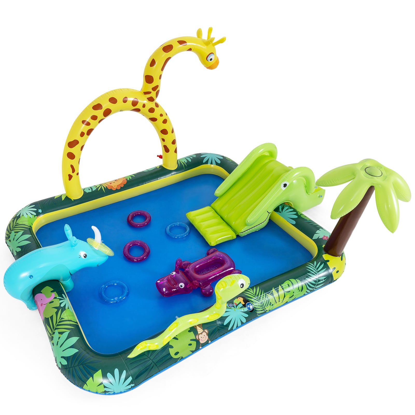 Inflatable Play Center With Slide, Giraffe, Sprinkle Inflatable Water Slides Multi-colored at Gallery Canada