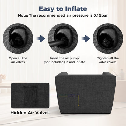 Inflatable Sofa with Detachable Cover and Wide Armrests, Gray Sofas & Loveseats at Gallery Canada