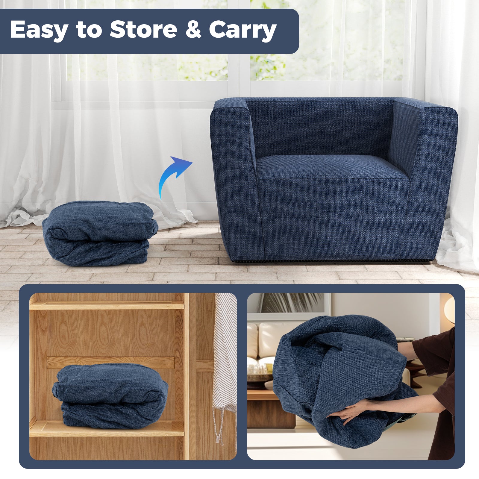 Inflatable Sofa with Detachable Cover and Wide Armrests, Blue Sofas & Loveseats at Gallery Canada