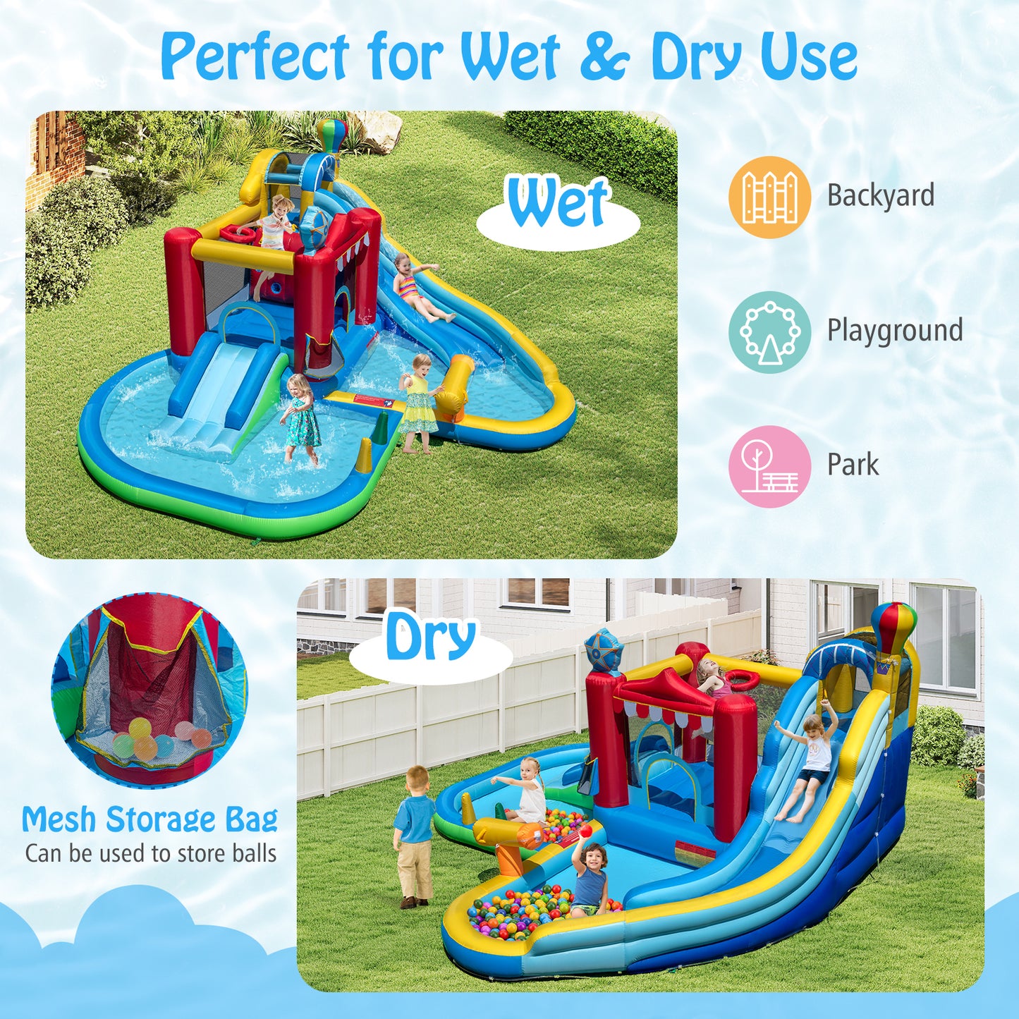 Inflatable Water Slide, Wet Dry Combo Bounce House, Multicolor Inflatable Water Slides at Gallery Canada
