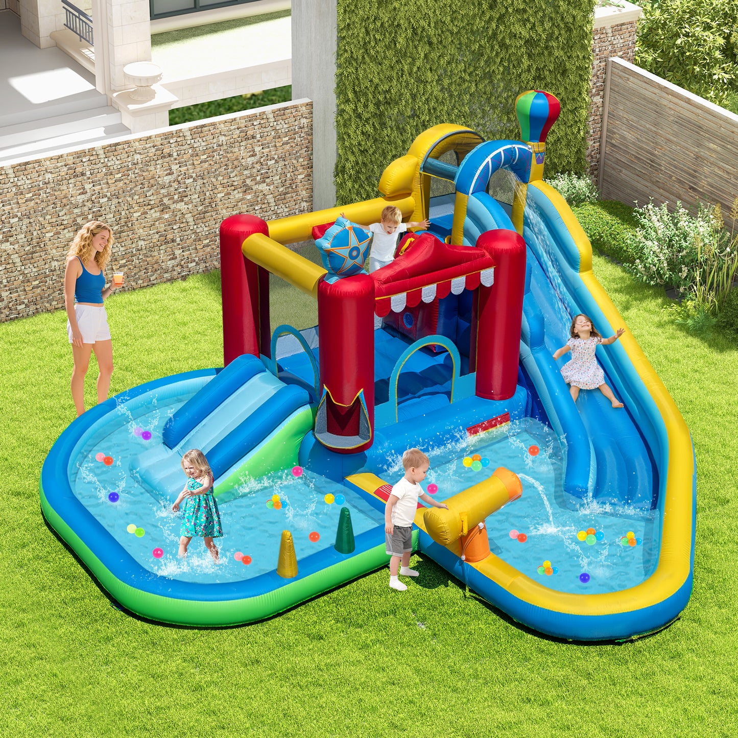 Inflatable Water Slide, Wet Dry Combo Bounce House, Multicolor Inflatable Water Slides at Gallery Canada