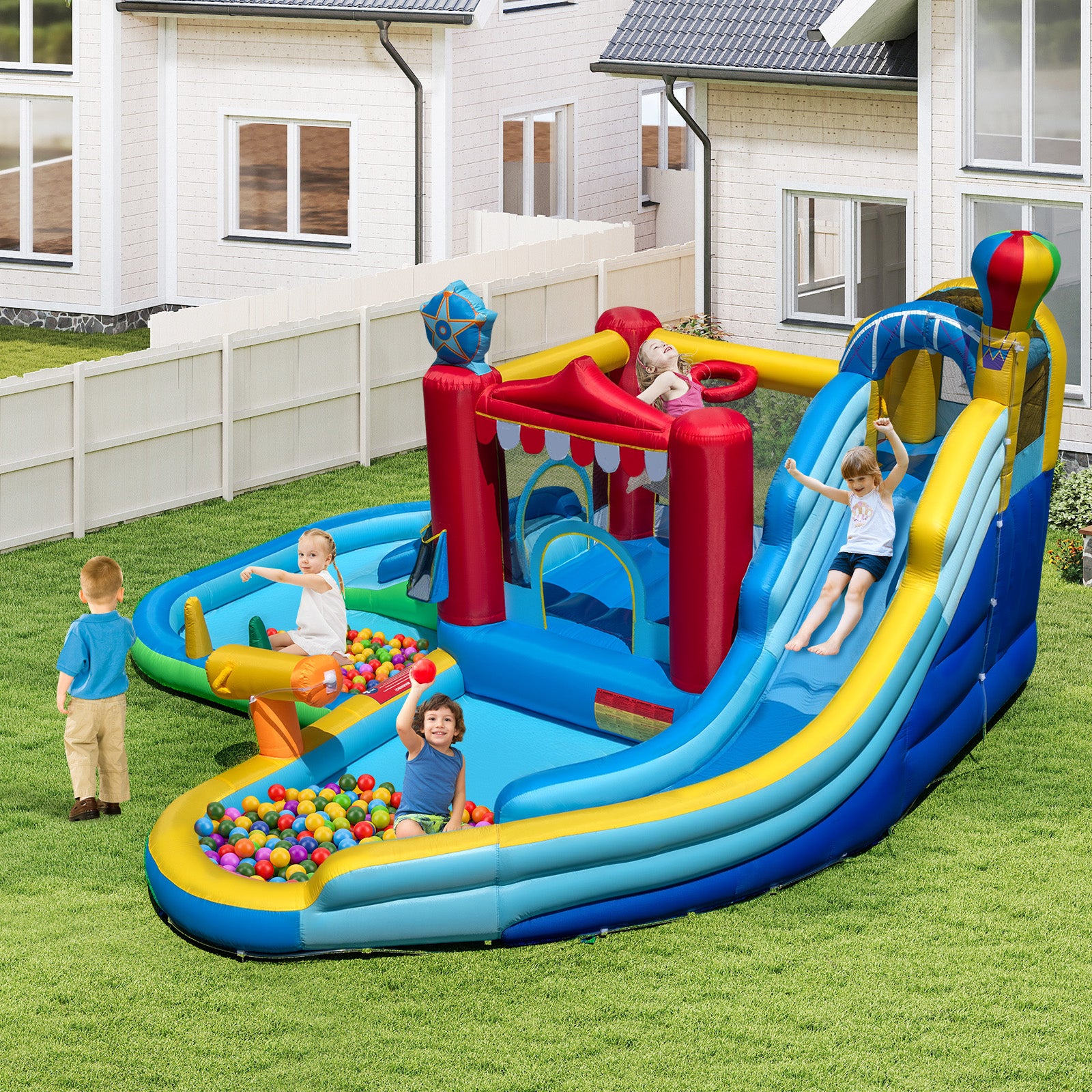 Inflatable Water Slide, Wet Dry Combo Bounce House, Multicolor Inflatable Water Slides at Gallery Canada
