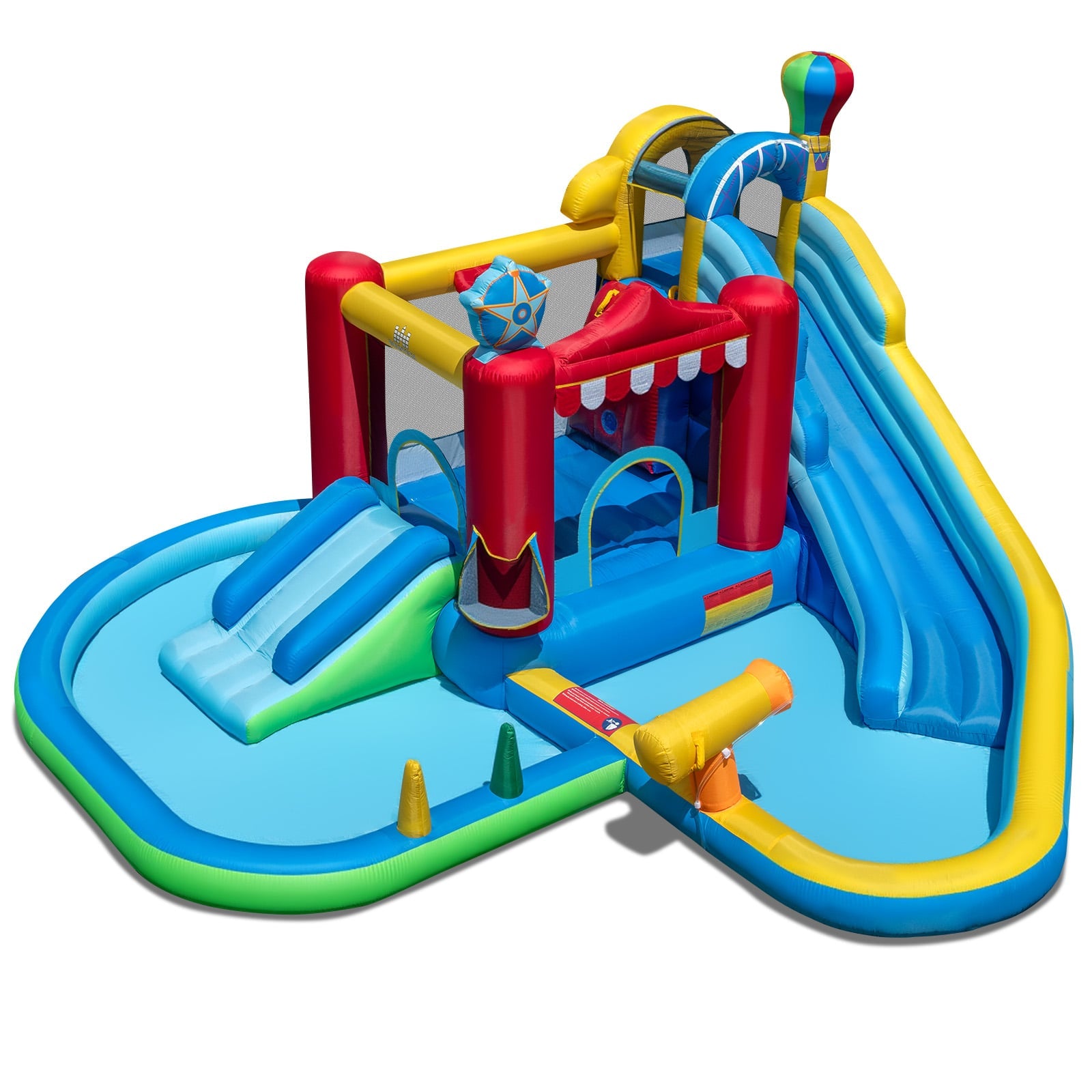 Inflatable Water Park with Splash Pool and Water Cannon for Birthday Party Without Blower, Multicolor Inflatable Water Slides at Gallery Canada