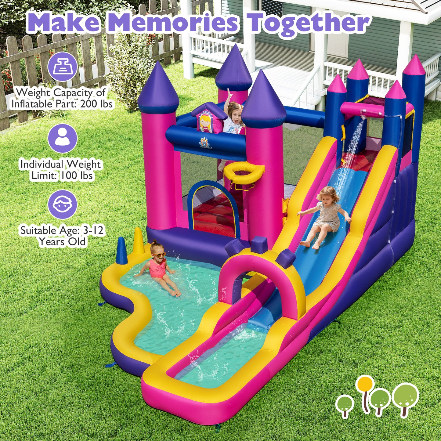 Inflatable Water Slide Princess Themed Bounce Castle with Climbing Wall 680W Blower Included Inflatable Water Slides at Gallery Canada