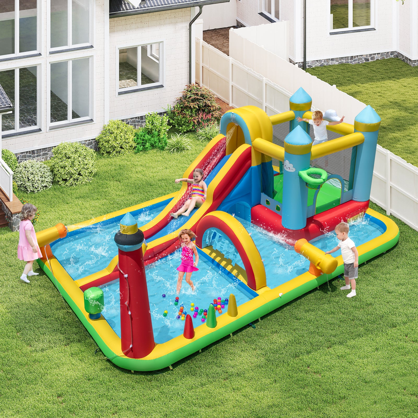 Inflatable Water Slide Giant Water Park with Long Slide 750W Blower Inflatable Water Slides at Gallery Canada