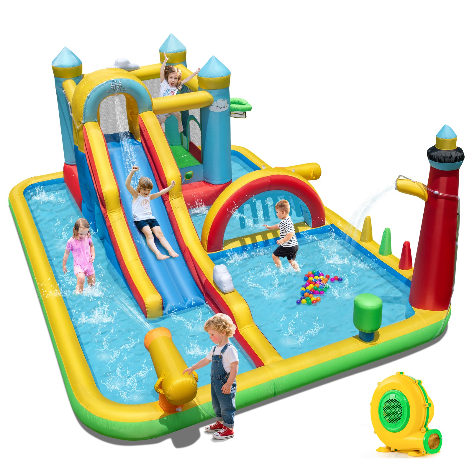 Inflatable Water Slide Giant Water Park with Long Slide 750W Blower Inflatable Water Slides at Gallery Canada