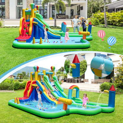 Inflatable Water Slide Park Giant Bounce House with Double Long Slides, Blue Inflatable Water Slides at Gallery Canada