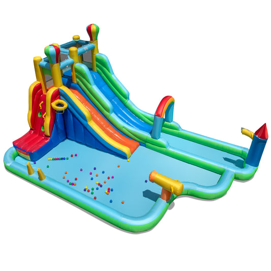 Inflatable Water Slide Park Giant Bounce House with Double Long Slides, Blue Inflatable Water Slides Blue at Gallery Canada