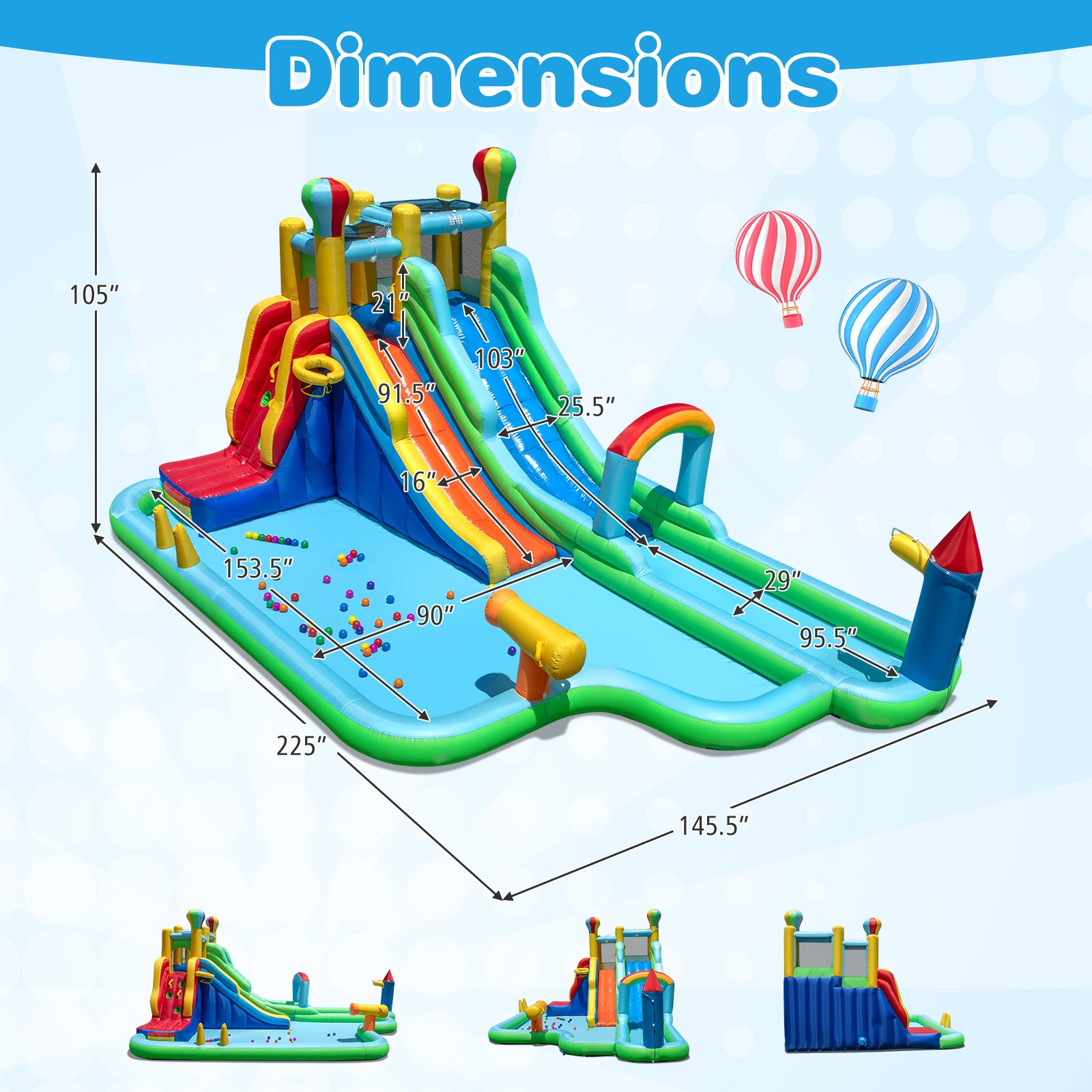 Inflatable Water Slide Park Giant Bounce House with Double Long Slides, Blue Inflatable Water Slides at Gallery Canada