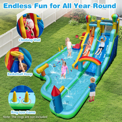 Inflatable Water Slide Park Giant Bounce House with Double Long Slides, Blue Inflatable Water Slides at Gallery Canada