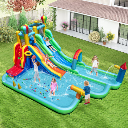 Inflatable Water Slide Park Giant Bounce House with 950W Blower, Blue Inflatable Water Slides at Gallery Canada