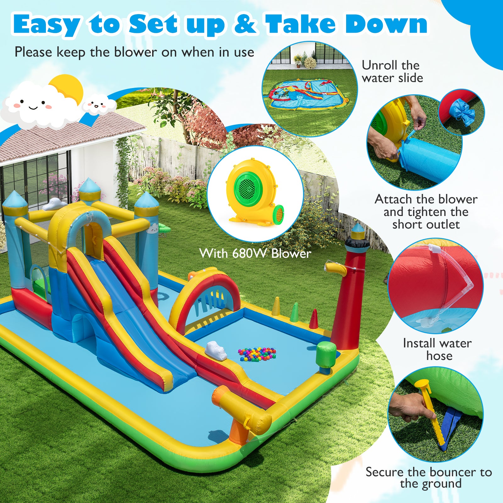 Inflatable Water Slide with Jumping Area and Climbing Wall(with 680W Blower) Inflatable Water Slides at Gallery Canada