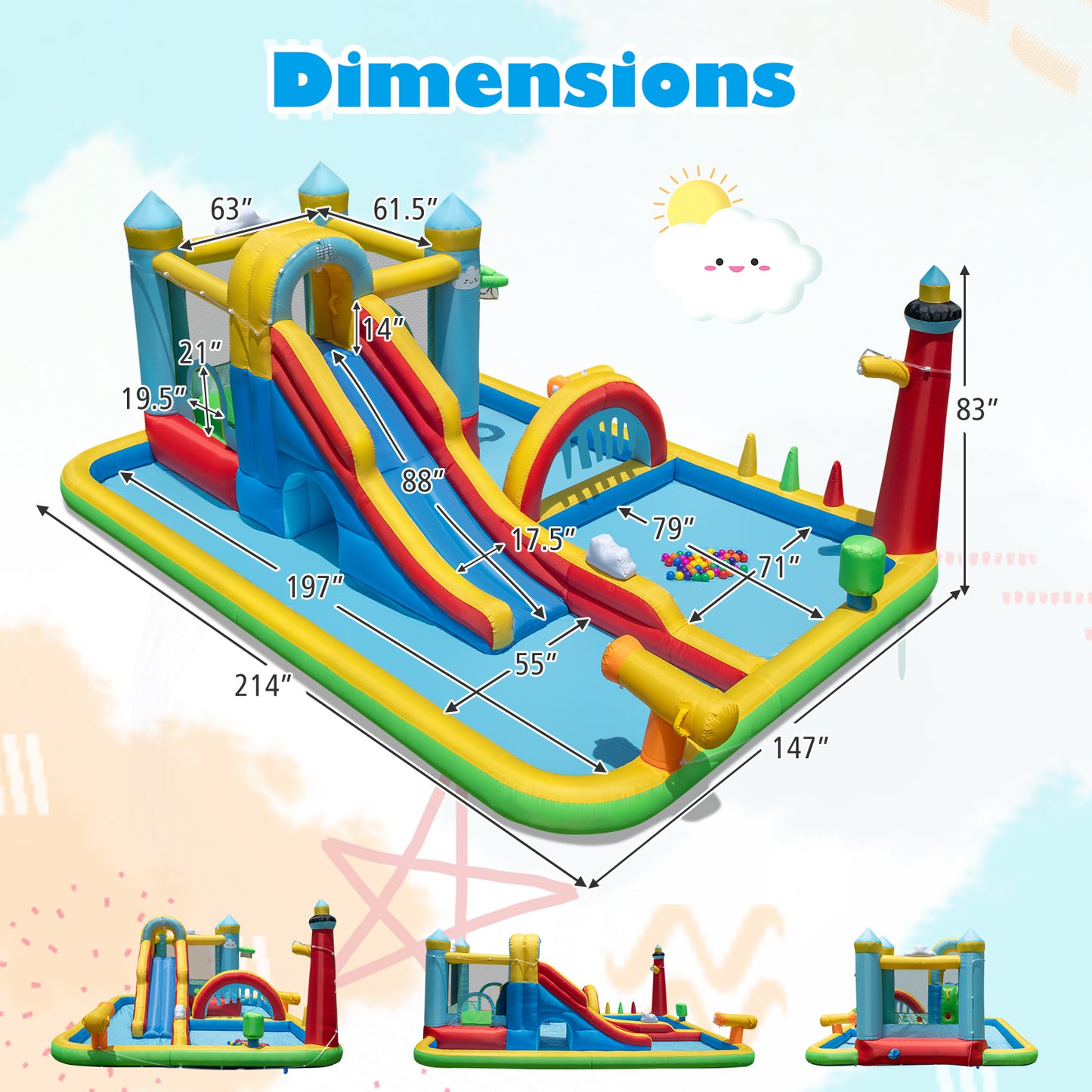 Inflatable Water Slide with Jumping Area and Climbing Wall(with 680W Blower) Inflatable Water Slides at Gallery Canada