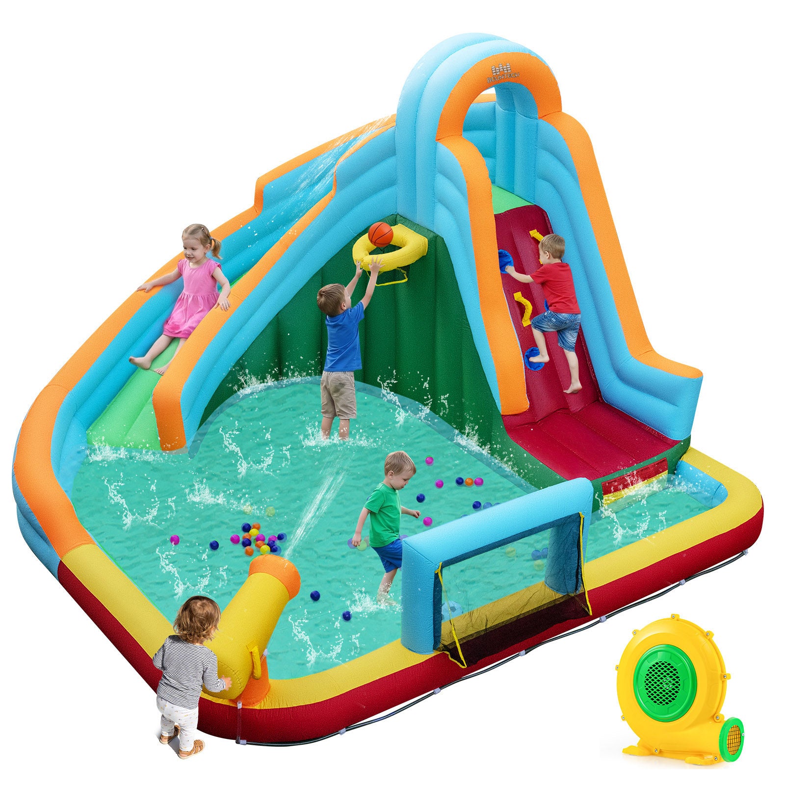 6-In-1 Inflatable Water Slide Park, Giant Bounce House With Splash Pool Inflatable Water Slides Multi-color at Gallery Canada