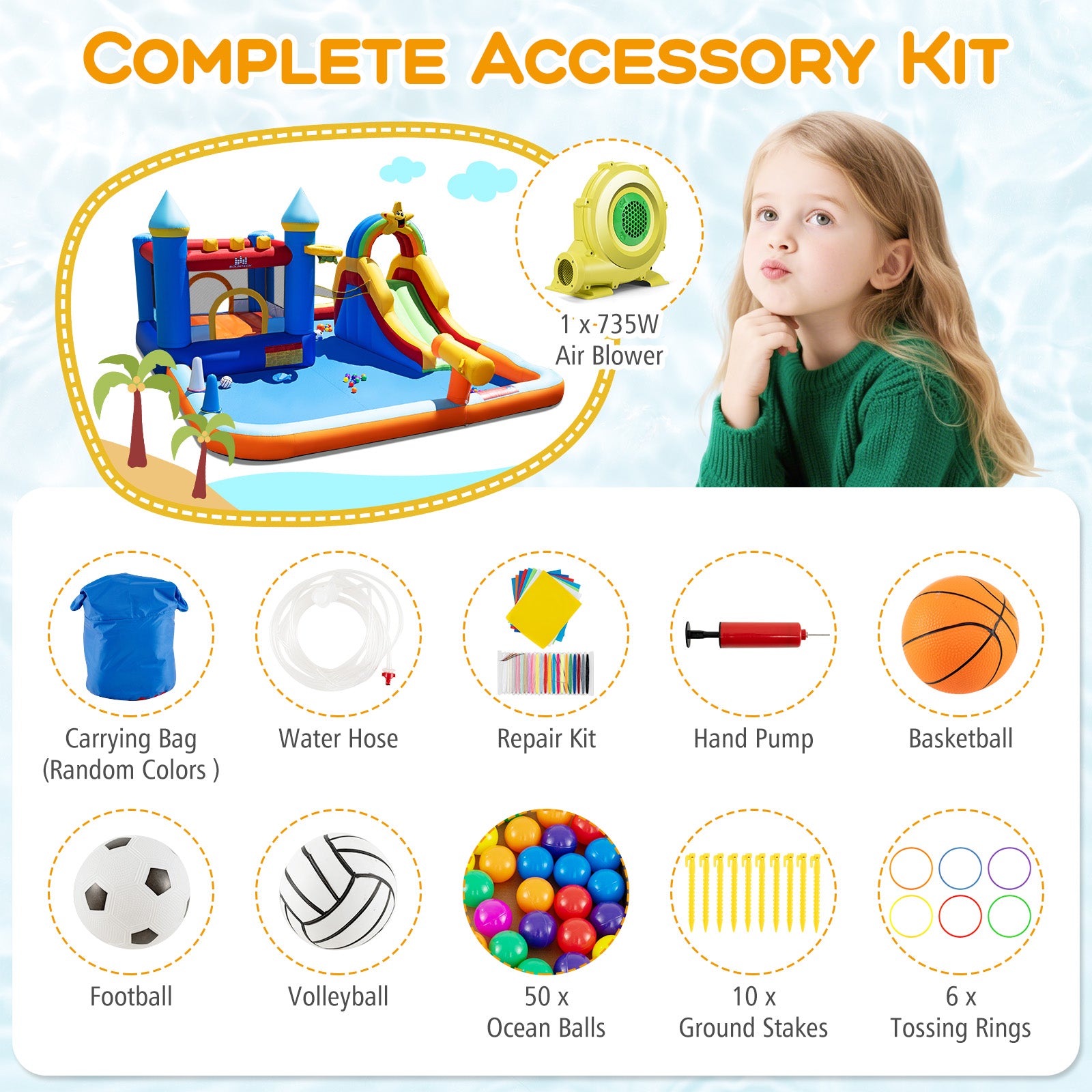 Inflatable Water Slide Park Bouncy Castle with Climbing Wall with 735W Blower Inflatable Water Slides at Gallery Canada