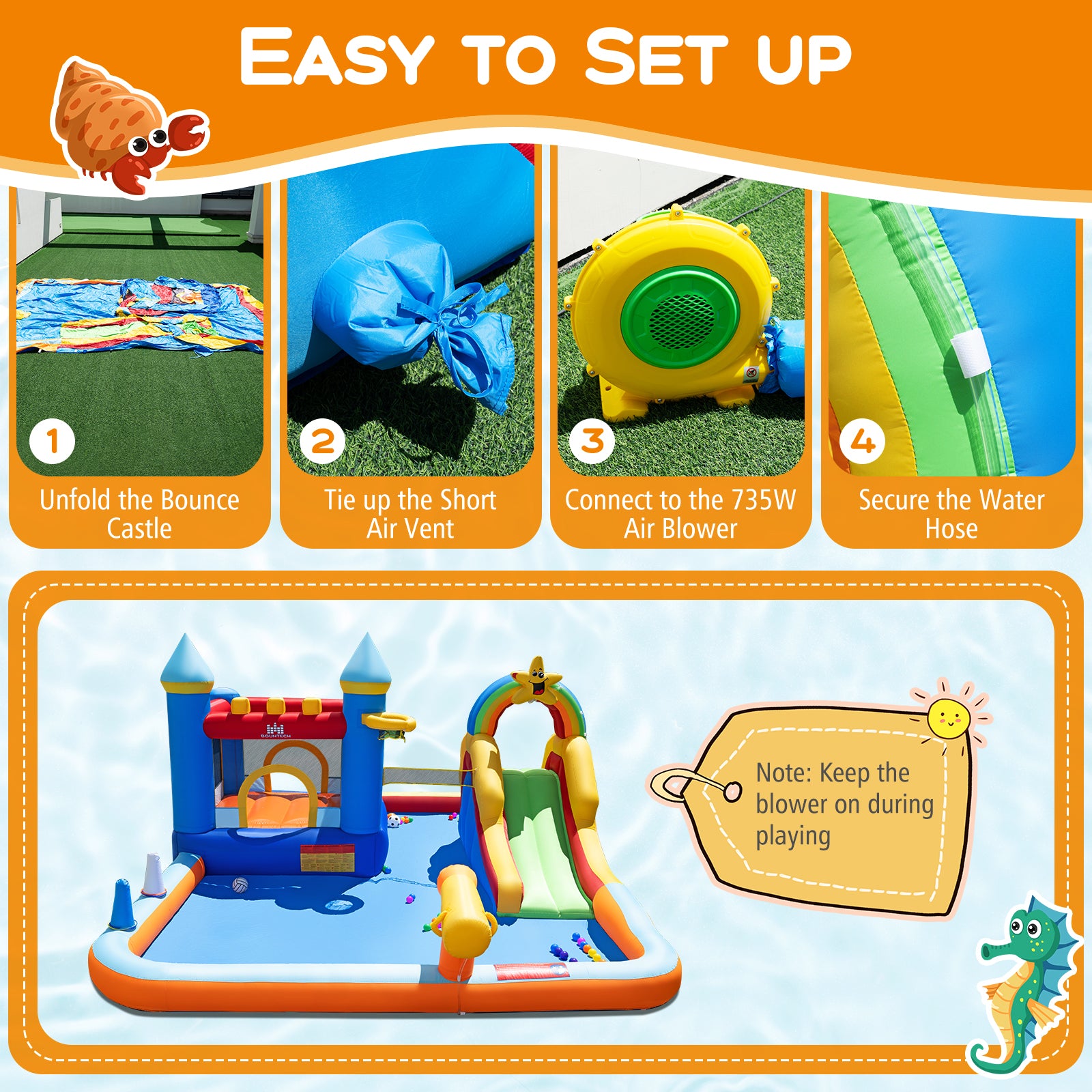 Inflatable Water Slide Park Bouncy Castle with Climbing Wall with 735W Blower Inflatable Water Slides at Gallery Canada