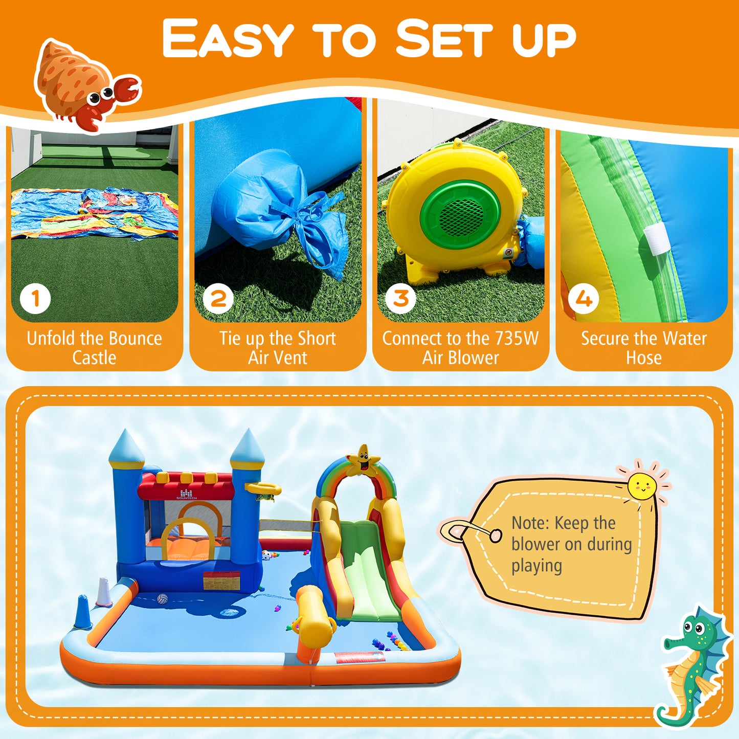 Inflatable Water Slide Park Bouncy Castle with Climbing Wall with 735W Blower Inflatable Water Slides at Gallery Canada