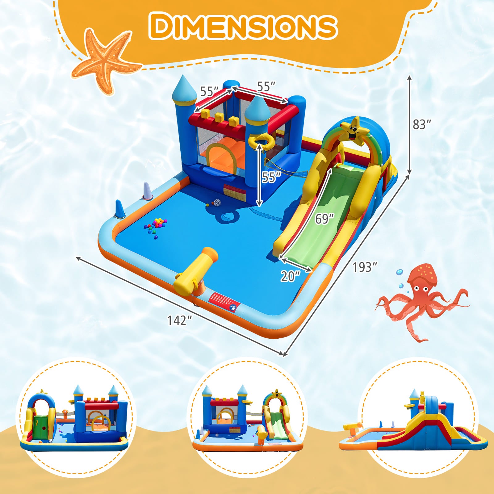 Inflatable Water Slide Park Bouncy Castle with Climbing Wall with 735W Blower Inflatable Water Slides at Gallery Canada
