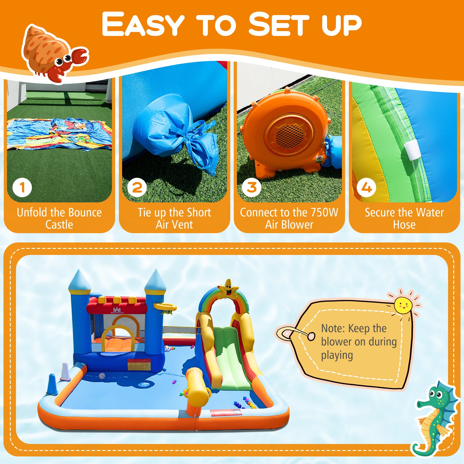 Inflatable Water Slide Park Bouncy Castle with Climbing Wall with 750W Blower Inflatable Water Slides at Gallery Canada