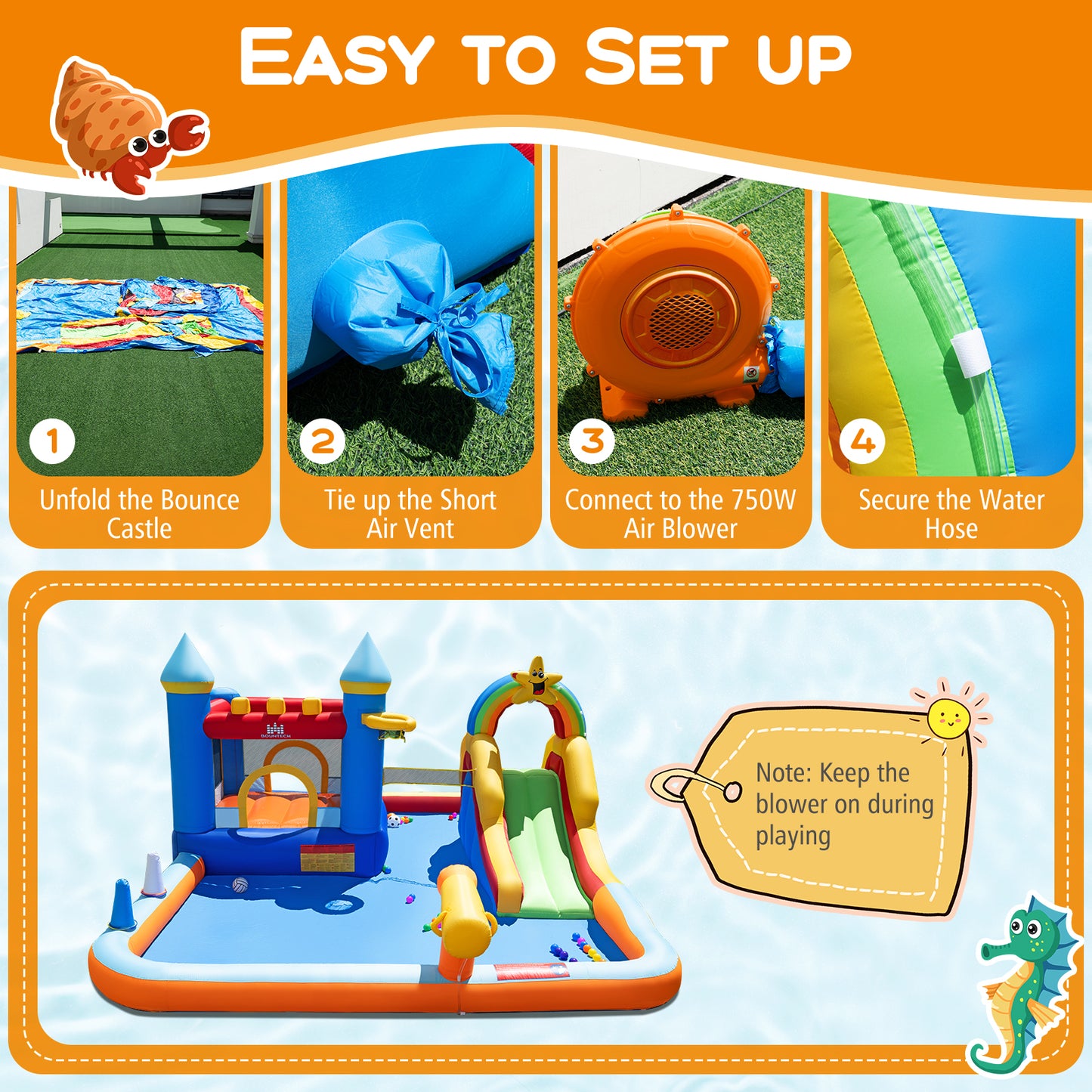 Inflatable Water Slide Park Bouncy Castle with Climbing Wall with 750W Blower Inflatable Water Slides at Gallery Canada