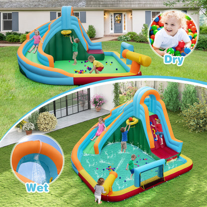 Inflatable Water Slide Park, 6-in-1 Giant Bounce House, Multicolor Inflatable Water Slides at Gallery Canada