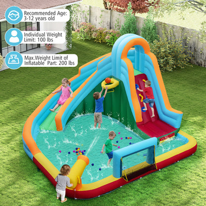 Inflatable Water Slide Park, 6-in-1 Giant Bounce House, Multicolor Inflatable Water Slides at Gallery Canada