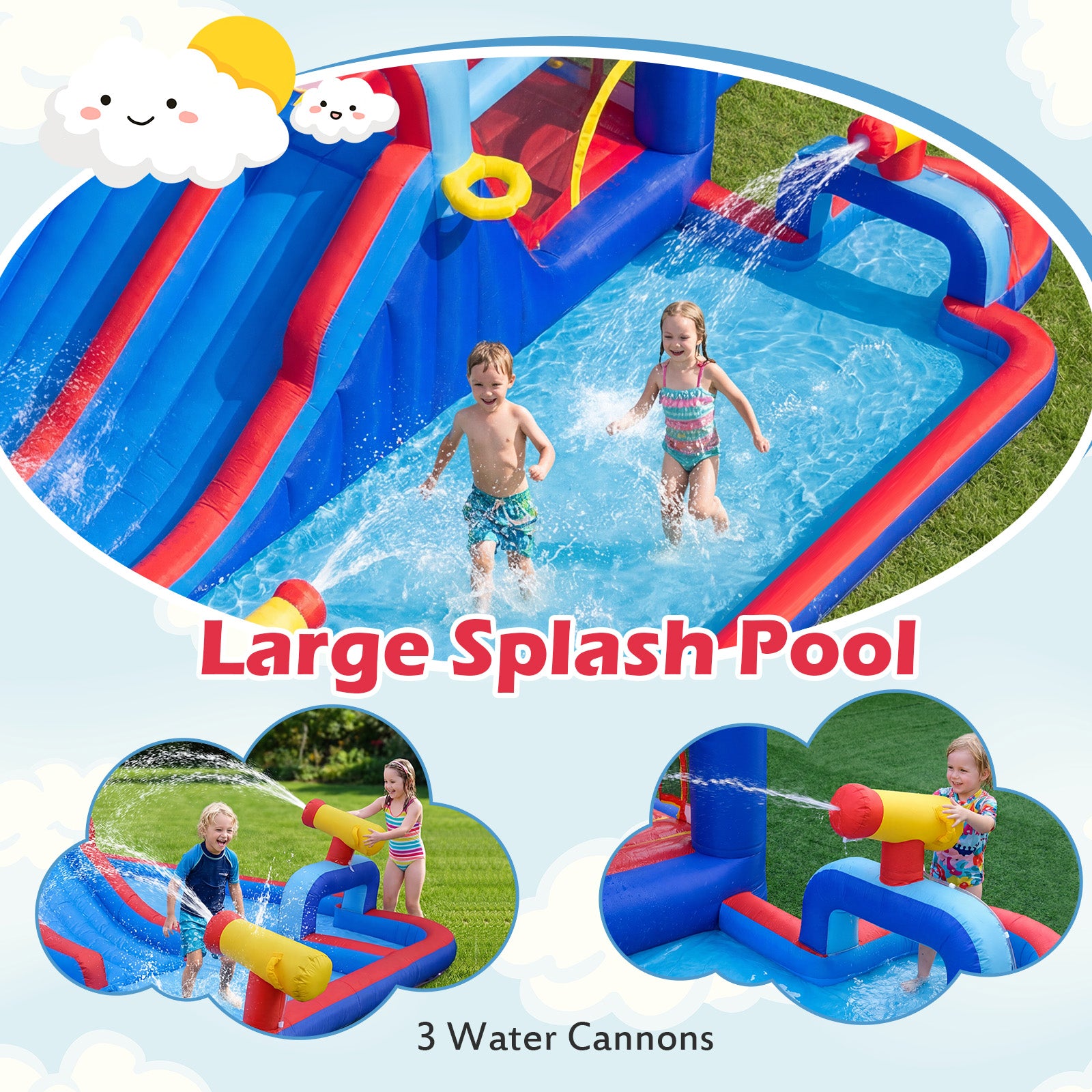 Inflatable Water Slide Park, Kids Backyard Outdoor Fun, Multicolor Bounce House at Gallery Canada